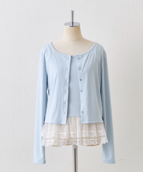 OLIVE des OLIVE（オリーブデオリーブ）の「【SETアイテム/着回し】レースキャミ×カーデ　アンサンブル（カーディガン/ボレロ・レディース・トップグレー/サックスブルー/オフホワイト・FREE）」の15枚目の写真