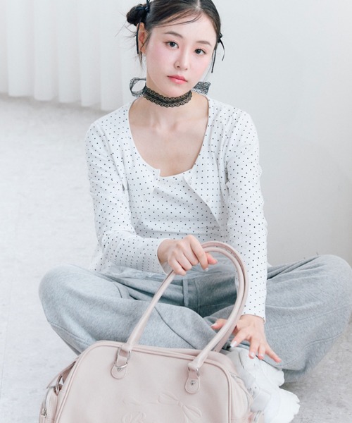 OLIVE des OLIVE（オリーブデオリーブ）の「【SETアイテム/着回し】レースキャミ×カーデ　アンサンブル（カーディガン/ボレロ・レディース・トップグレー/サックスブルー/オフホワイト・FREE）」の7枚目の写真