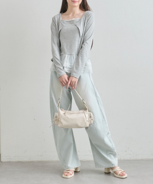 OLIVE des OLIVE（オリーブデオリーブ）の「【SETアイテム/着回し】レースキャミ×カーデ　アンサンブル（カーディガン/ボレロ・レディース・トップグレー/サックスブルー/オフホワイト・FREE）」の11枚目の写真