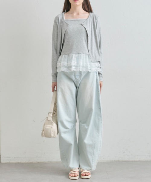 OLIVE des OLIVE（オリーブデオリーブ）の「【SETアイテム/着回し】レースキャミ×カーデ　アンサンブル（カーディガン/ボレロ・レディース・トップグレー/サックスブルー/オフホワイト・FREE）」の13枚目の写真