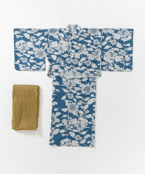 浴衣3点セットワンピース(変織紅梅) 向日葵 簡単 ひまわり柄 浴衣3点セットワンピース(変織紅梅) 向日葵 簡単 ひまわり柄