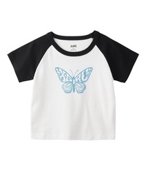 GLITTER BUTTERFLY RAGLAN S/S BABY TEE