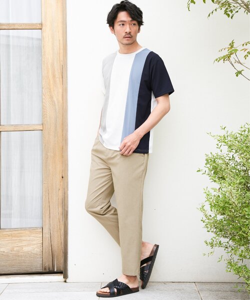 ikka(イッカ)の「【接触冷感/吸水速乾】マルチファンクション縦切り替えTシャツ(Tシャツ/カットソー・メンズ・ネイビー/ベージュ/ホワイト/ブラック・M/L/XL/S)」の7枚目の写真
