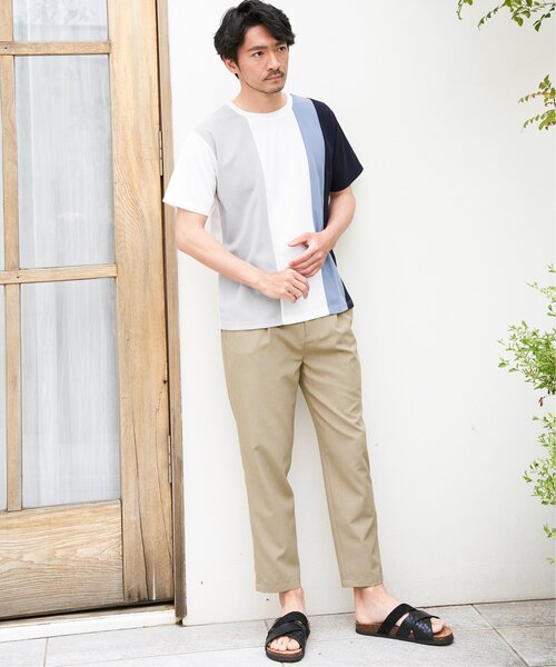 ikka(イッカ)の「【接触冷感/吸水速乾】マルチファンクション縦切り替えTシャツ(Tシャツ/カットソー・メンズ・ネイビー/ベージュ/ホワイト/ブラック・M/L/XL/S)」の8枚目の写真