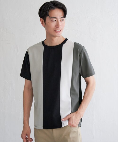 ikka(イッカ)の「【接触冷感/吸水速乾】マルチファンクション縦切り替えTシャツ(Tシャツ/カットソー・メンズ・ネイビー/ベージュ/ホワイト/ブラック・M/L/XL/S)」の14枚目の写真