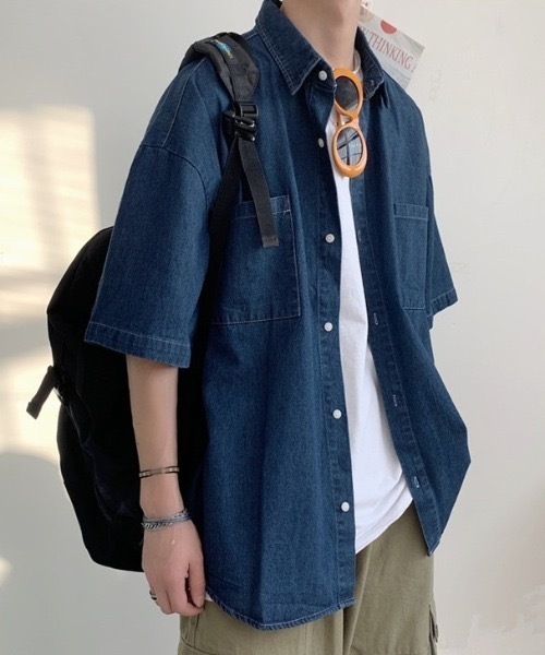 SHEPP(シープ)の「ルーズシルエットデニムシャツ(シャツ/ブラウス・メンズ・サックスブルー/インディゴブルー・L)」の9枚目の写真