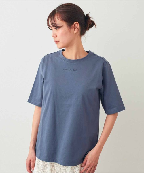 IEDIT(イディット)の「IEDIT 接触冷感機能付きスタメン上品ロゴTシャツ(Tシャツ/カットソー・レディース・オフホワイト/チャコール/ネイビー・M/L/LL/3L/S/4L)」の3枚目の写真