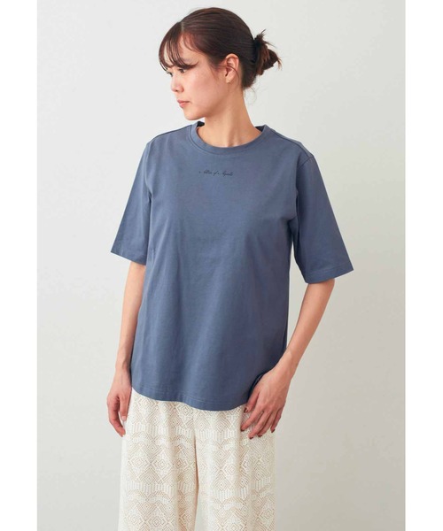 IEDIT(イディット)の「IEDIT 接触冷感機能付きスタメン上品ロゴTシャツ(Tシャツ/カットソー・レディース・オフホワイト/チャコール/ネイビー・M/L/LL/3L/S/4L)」の6枚目の写真