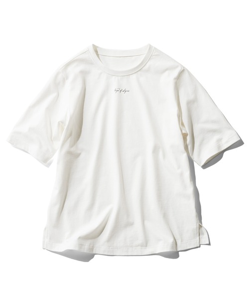 IEDIT(イディット)の「IEDIT 接触冷感機能付きスタメン上品ロゴTシャツ(Tシャツ/カットソー・レディース・オフホワイト/チャコール/ネイビー・M/L/LL/3L/S/4L)」の11枚目の写真