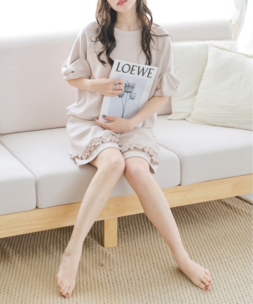 AMELY(エミリー)の「リボンスリーブトップス×ハーフパンツセットアップ(セットアップ・レディース・アイボリー/ブラック/グレー/ベージュ・フリー)」の20枚目の写真