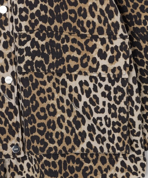 ガニー◆GANNI◆レオパードプリント ミディパファージャケット GANNI/ガニー Printed Canvas Midi Jacket / W0391 / レオパード