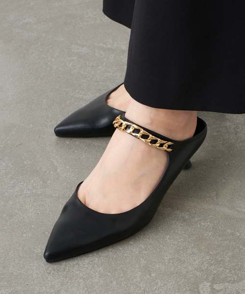 【WEB一部店舗限定 】GRISE4.5cm ポインテッドトゥミュール 追加》GRISE4.5cmレザーポインテッドミュール（パンプス