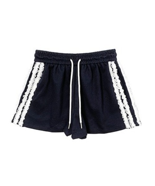 anyonemore（エニワンモア）の「サイドレースラインショートトレーニングパンツ（スウェットパンツ・レディース・ネイビー/グレー/ブラック・MEDIUM/LARGE）」の9枚目の写真