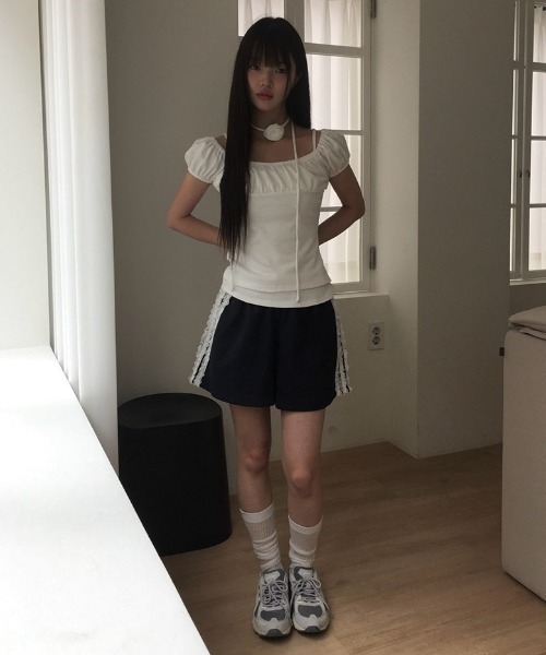 anyonemore（エニワンモア）の「サイドレースラインショートトレーニングパンツ（スウェットパンツ・レディース・ネイビー/グレー/ブラック・MEDIUM/LARGE）」の14枚目の写真