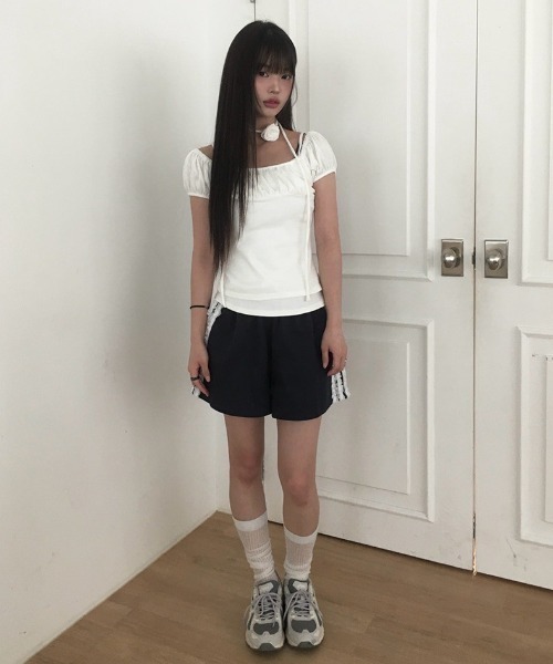 anyonemore（エニワンモア）の「サイドレースラインショートトレーニングパンツ（スウェットパンツ・レディース・ネイビー/グレー/ブラック・MEDIUM/LARGE）」の16枚目の写真