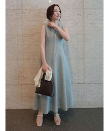 フロントZIPミックスカラーワンピース