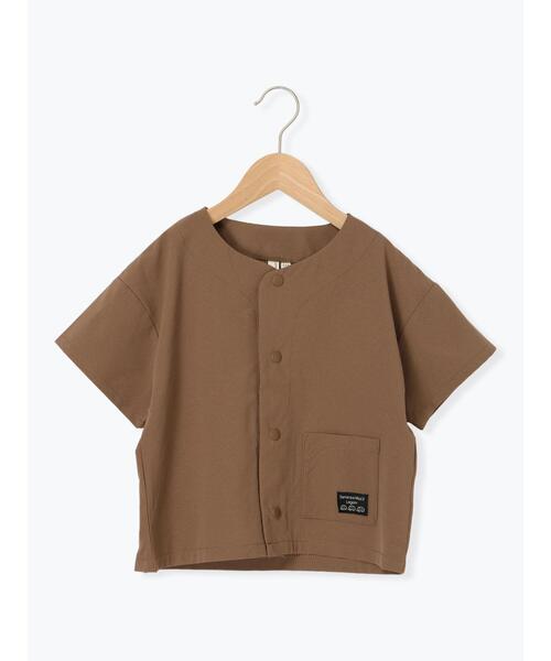 Samansa Mos2 Lagom(サマンサモスモスラーゴム)の「【接触冷感】メッシュ半袖シャツ(シャツ/ブラウス・キッズ・ブラウン/ブルー/キャメル・100/110/120/130/95)」の1枚目の写真