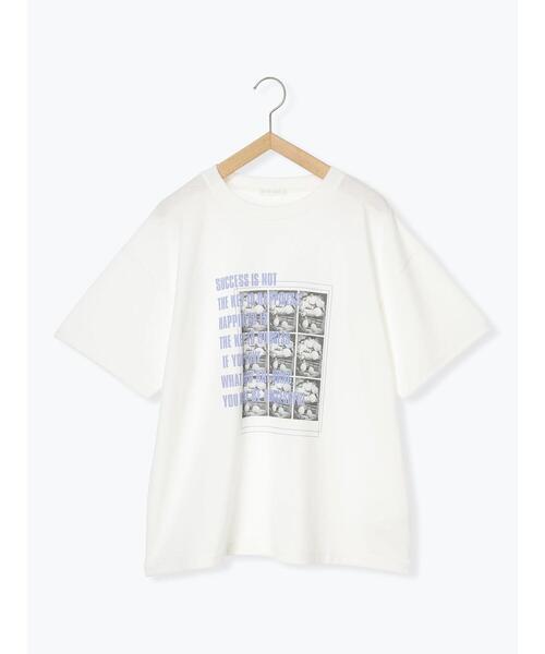 ehka sopo（エヘカソポ）の「フォトプリントオーバーシルエットTシャツ（Tシャツ/カットソー・レディース・チャコールグレー/ブルー/オフホワイト/グリーン・F）」の14枚目の写真