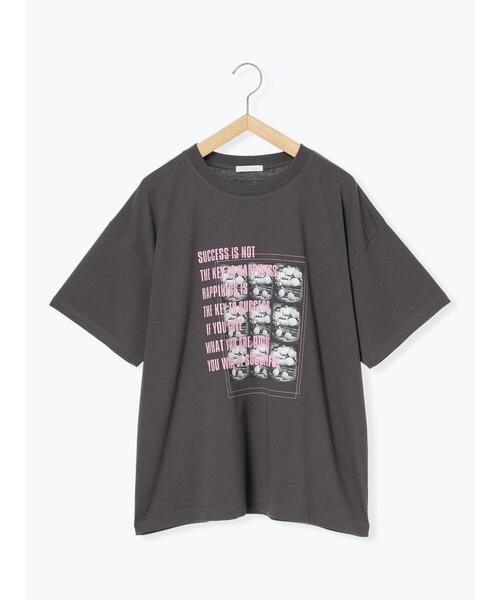 ehka sopo（エヘカソポ）の「フォトプリントオーバーシルエットTシャツ（Tシャツ/カットソー・レディース・チャコールグレー/ブルー/オフホワイト/グリーン・F）」の15枚目の写真