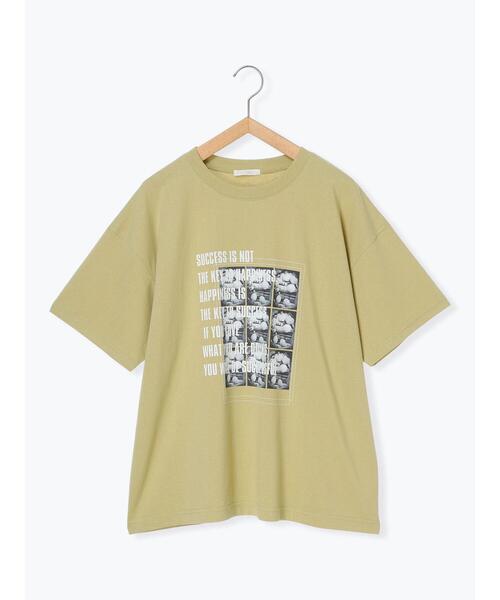 ehka sopo（エヘカソポ）の「フォトプリントオーバーシルエットTシャツ（Tシャツ/カットソー・レディース・チャコールグレー/ブルー/オフホワイト/グリーン・F）」の16枚目の写真