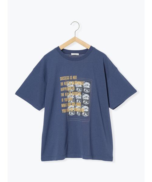 ehka sopo（エヘカソポ）の「フォトプリントオーバーシルエットTシャツ（Tシャツ/カットソー・レディース・チャコールグレー/ブルー/オフホワイト/グリーン・F）」の17枚目の写真