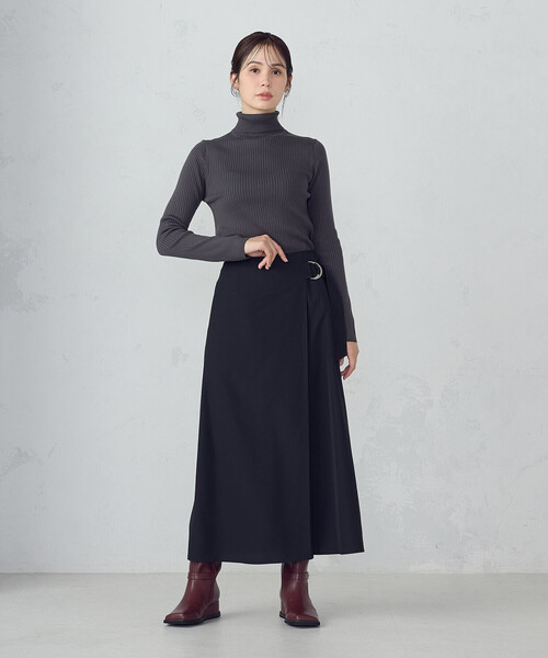 COMME CA ISM（コムサイズム）の「ベルテッド Ａラインスカート（スカート・レディース・カーキ/ブラック/グレイッシュベージュ・MEDIUM/LARGE）」の4枚目の写真