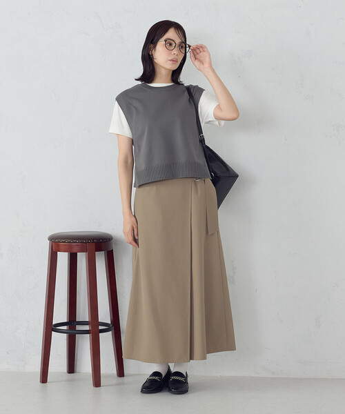 COMME CA ISM（コムサイズム）の「ベルテッド Ａラインスカート（スカート・レディース・カーキ/ブラック/グレイッシュベージュ・MEDIUM/LARGE）」の7枚目の写真