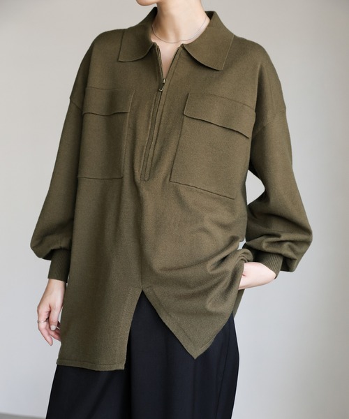 セール】【Et】Back Shearling Half-Zip Knit（ニット/セーター