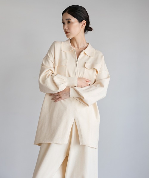 select MOCA Et（セレクトモカエト）の「【Et】Back Shearling Half-Zip Knit（ニット/セーター・レディース・カーキ/アイボリー/ネイビー・FREE）」の2枚目の写真