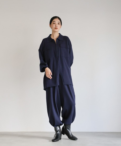 select MOCA Et（セレクトモカエト）の「【Et】Back Shearling Half-Zip Knit（ニット/セーター・レディース・カーキ/アイボリー/ネイビー・FREE）」の6枚目の写真