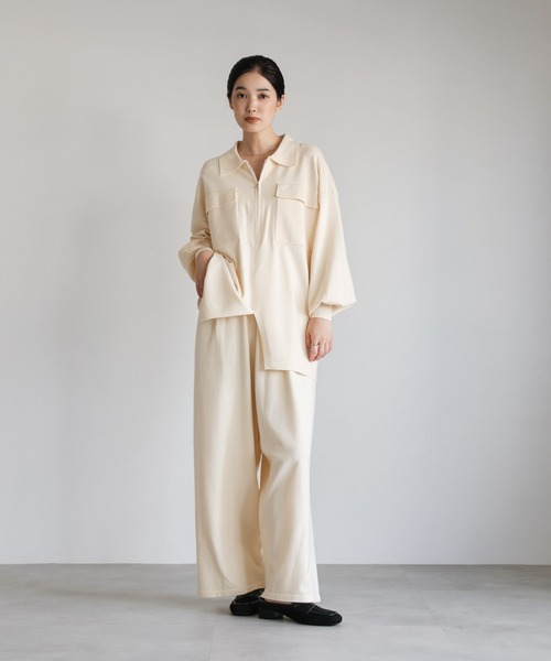 select MOCA Et（セレクトモカエト）の「【Et】Back Shearling Half-Zip Knit（ニット/セーター・レディース・カーキ/アイボリー/ネイビー・FREE）」の5枚目の写真