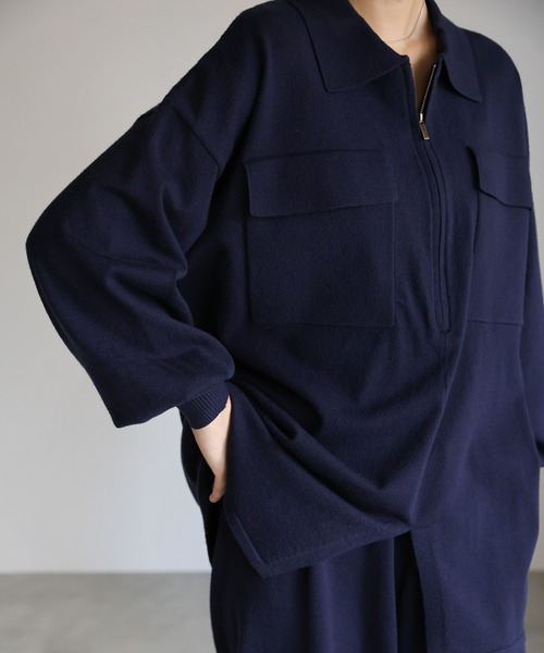 select MOCA Et（セレクトモカエト）の「【Et】Back Shearling Half-Zip Knit（ニット/セーター・レディース・カーキ/アイボリー/ネイビー・FREE）」の20枚目の写真