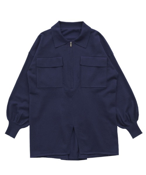 select MOCA Et（セレクトモカエト）の「【Et】Back Shearling Half-Zip Knit（ニット/セーター・レディース・カーキ/アイボリー/ネイビー・FREE）」の18枚目の写真