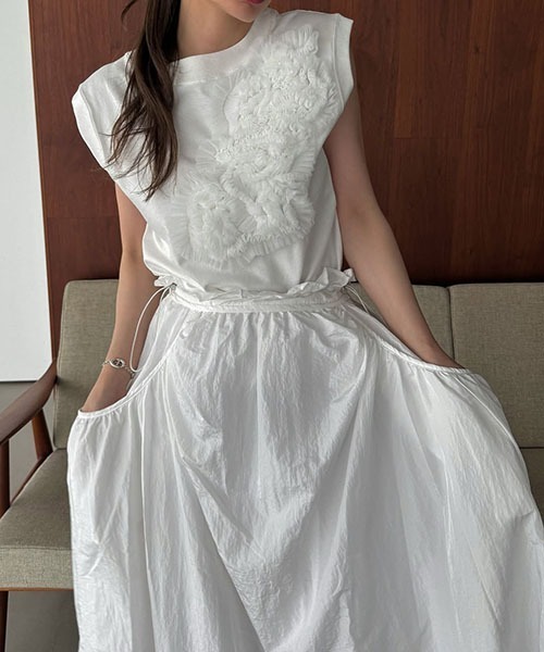 WILLFULLY（ウィルフリー）の「french sleeve tulle motif tops（Tシャツ/カットソー・レディース・グレー系その他/ホワイト/ブラック・FREE）」の10枚目の写真