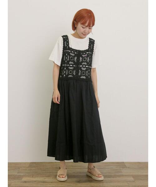 新品タグ付き/SamansaMos2/かぎ針編み風ビスチェワンピース/Sサイズ Samansa Mos2 ワンピース 「S/Mサイズ」かぎ針編み風ビスチェ
