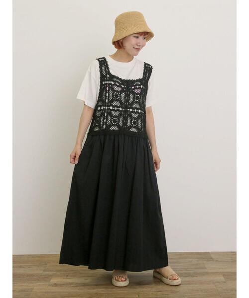 新品タグ付き/SamansaMos2/かぎ針編み風ビスチェワンピース/Sサイズ セール】【S/Mサイズ】かぎ針編み風ビスチェワンピース