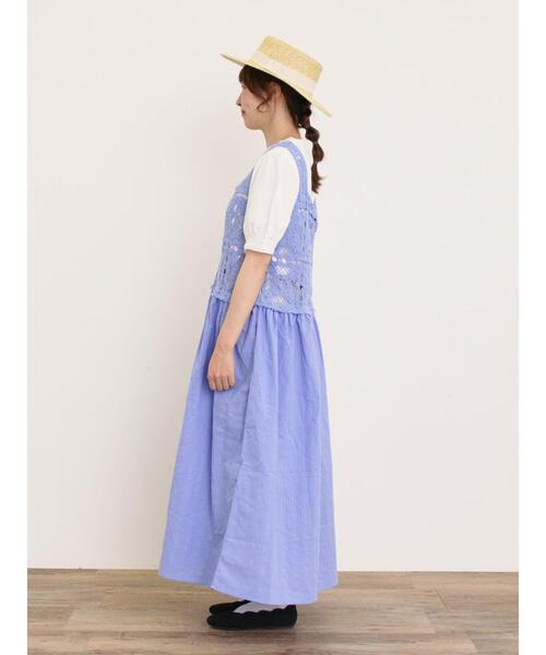 新品タグ付き/SamansaMos2/かぎ針編み風ビスチェワンピース/Sサイズ セール】【S/Mサイズ】かぎ針編み風ビスチェワンピース