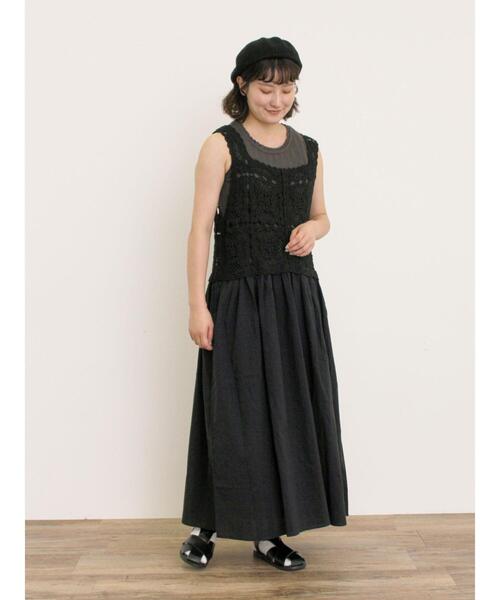 新品タグ付き/SamansaMos2/かぎ針編み風ビスチェワンピース/Sサイズ サマンサ モスモス Samansa Mos2 【S/Mサイズ】かぎ針編み風