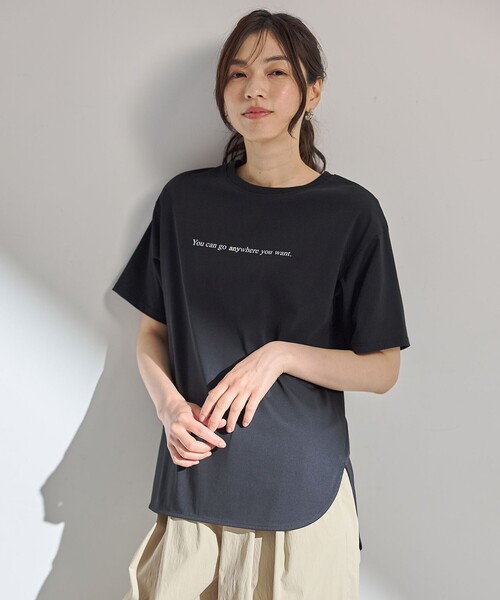 ANY(エニィ)の「オーガビッツロゴテールTシャツ(Tシャツ/カットソー・レディース・ワイン系/アイボリー系/ブラック系・F)」の2枚目の写真