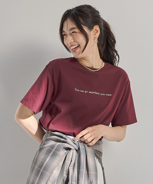 ANY(エニィ)の「オーガビッツロゴテールTシャツ(Tシャツ/カットソー・レディース・ワイン系/アイボリー系/ブラック系・F)」の3枚目の写真