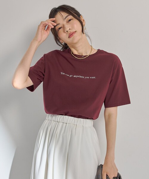 ANY(エニィ)の「オーガビッツロゴテールTシャツ(Tシャツ/カットソー・レディース・ワイン系/アイボリー系/ブラック系・F)」の4枚目の写真