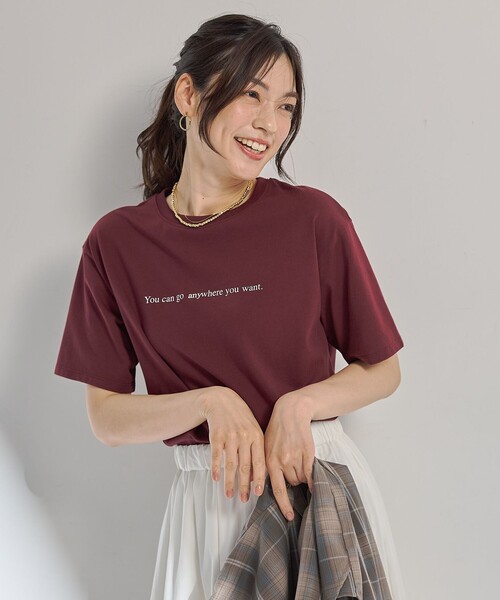 ANY(エニィ)の「オーガビッツロゴテールTシャツ(Tシャツ/カットソー・レディース・ワイン系/アイボリー系/ブラック系・F)」の5枚目の写真