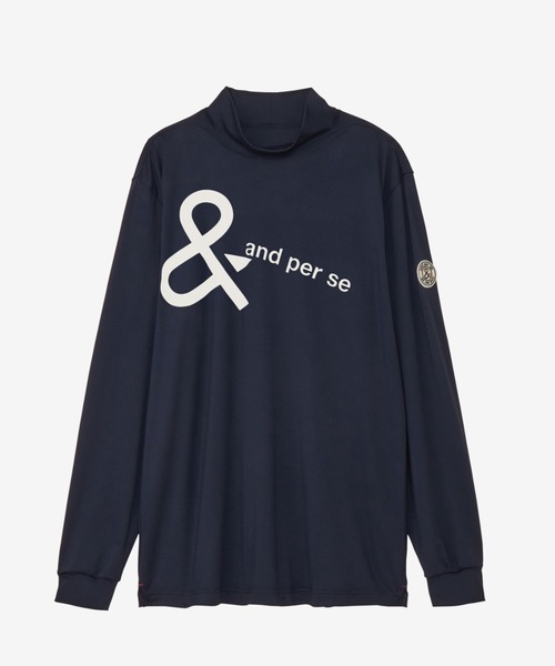 and per se(アンパスィ)の「マシュマロジャージー長袖モックネックシャツ(メンズ)(Tシャツ/カットソー・メンズ・ネイビー/ピンク/ホワイト・LL/L/M)」の2枚目の写真