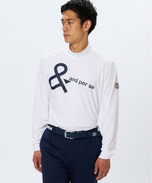 and per se(アンパスィ)の「マシュマロジャージー長袖モックネックシャツ(メンズ)(Tシャツ/カットソー・メンズ・ネイビー/ピンク/ホワイト・LL/L/M)」の5枚目の写真