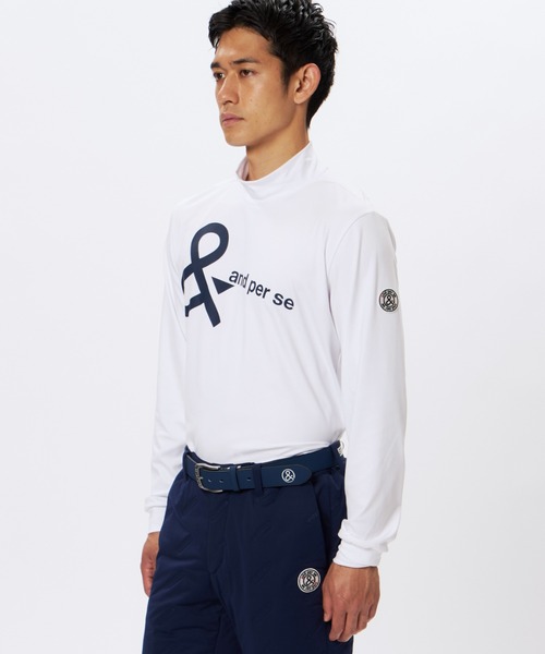 and per se(アンパスィ)の「マシュマロジャージー長袖モックネックシャツ(メンズ)(Tシャツ/カットソー・メンズ・ネイビー/ピンク/ホワイト・LL/L/M)」の6枚目の写真