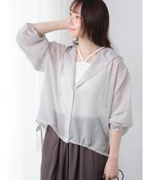 Te chichi TERRASSE（テチチテラス）の「シアーストライプシャツフーディ（シャツ/ブラウス）」