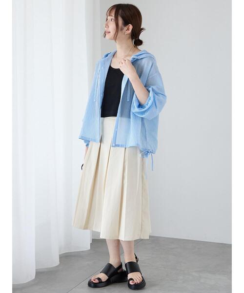 Te chichi TERRASSE（テチチテラス）の「シアーストライプシャツフーディ（シャツ/ブラウス・レディース・ブルー/グレー/ピンク・F）」の4枚目の写真