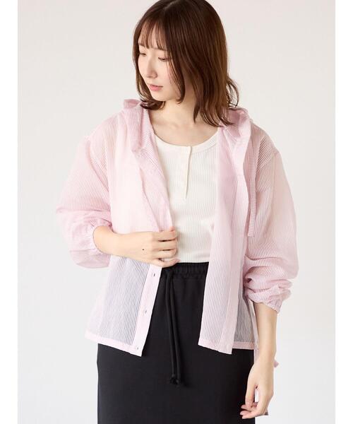 Te chichi TERRASSE（テチチテラス）の「シアーストライプシャツフーディ（シャツ/ブラウス・レディース・ブルー/グレー/ピンク・F）」の9枚目の写真