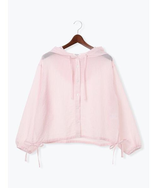 Te chichi TERRASSE（テチチテラス）の「シアーストライプシャツフーディ（シャツ/ブラウス・レディース・ブルー/グレー/ピンク・F）」の15枚目の写真