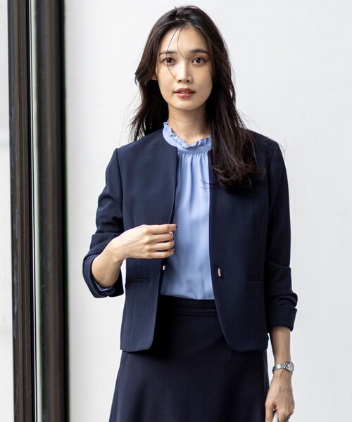 ANY SIS（エニィスィス）の「ウーステッドエステル クルーネック ジャケット（ノーカラージャケット・レディース・ネイビー系/グレー系・X-SMALL）」の16枚目の写真